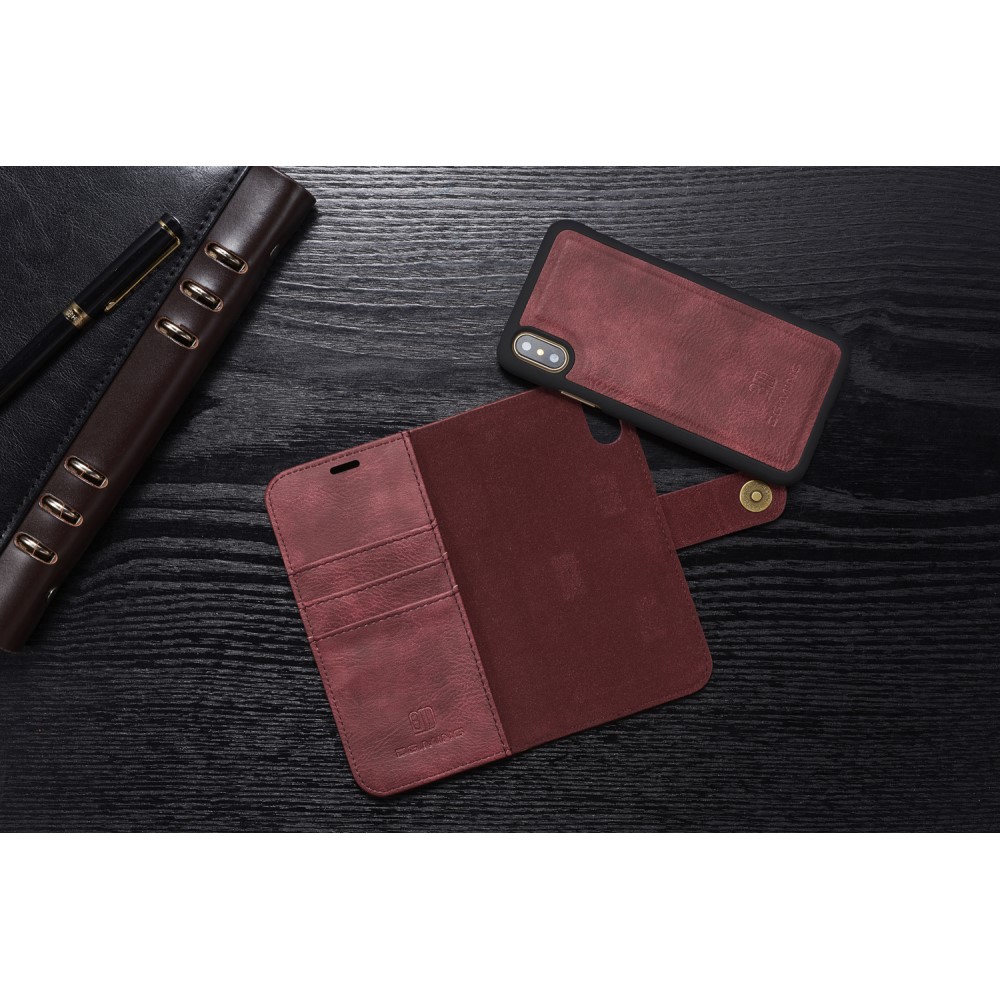 DG.MING
DG.MING 2 in 1 Split Plånboksfodral Apple iPhone XS / X - Röd