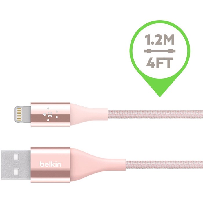 UTGÅTT
Belkin Tough Lightning kabel 1,2m 2,4A - Rose Gold