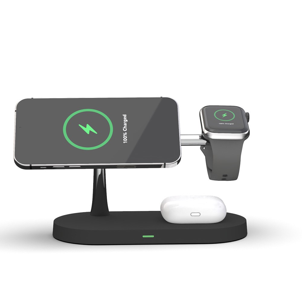 A-One Brand - 3in1 Magsafe Trådlös laddare iPhone / Apple Watch / AirPods Svart 15W