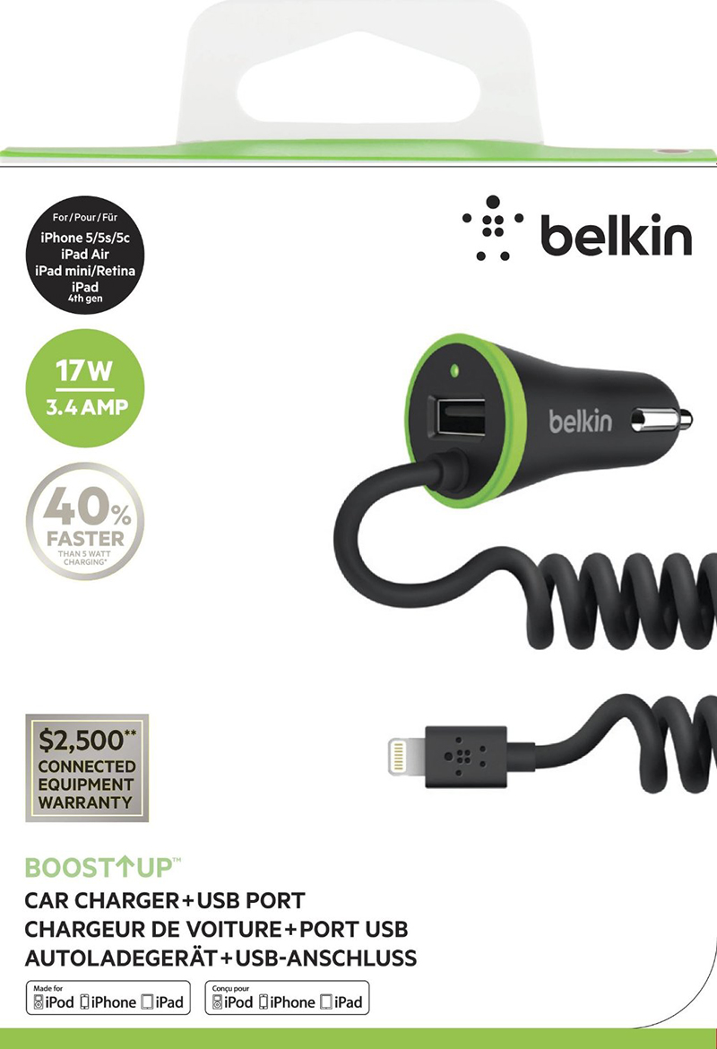 UTGÅTT
BELKIN billaddare lightning 3,4A Svart