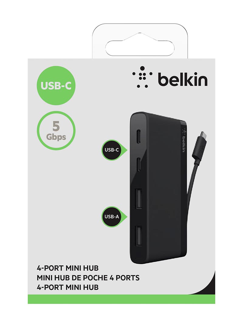UTGÅTT
Belkin 4-Port Mini Hub Usb-C Black