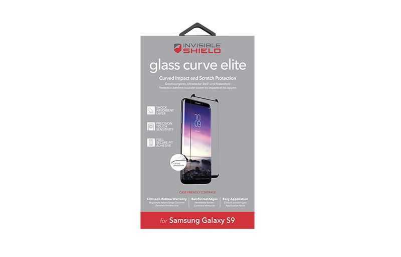 Zagg
Invisibleshield Case friendly Curved Härdat Glas till Samsung Galxy S9