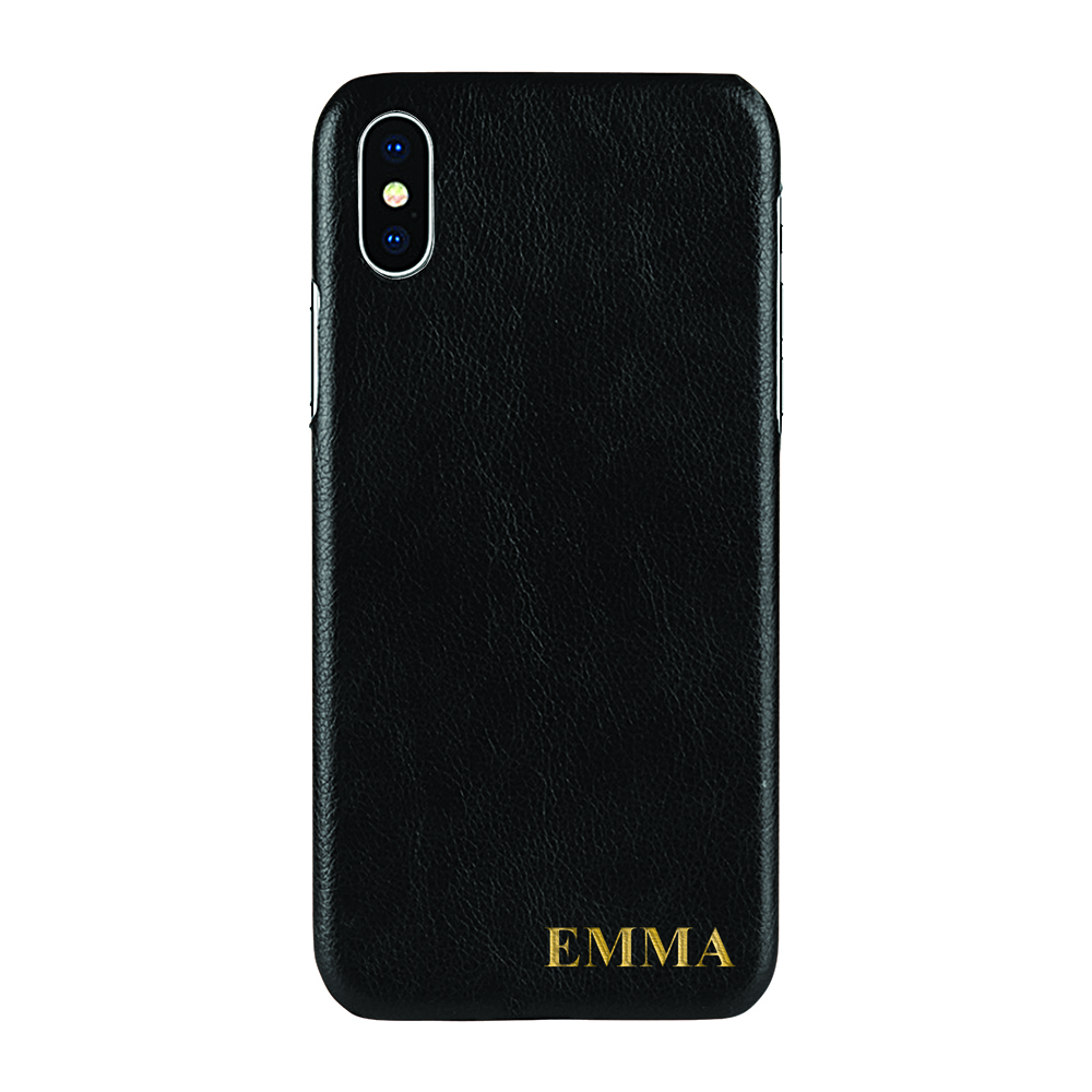 Designa själv - iPhone XS/X konstläder skal - SVART