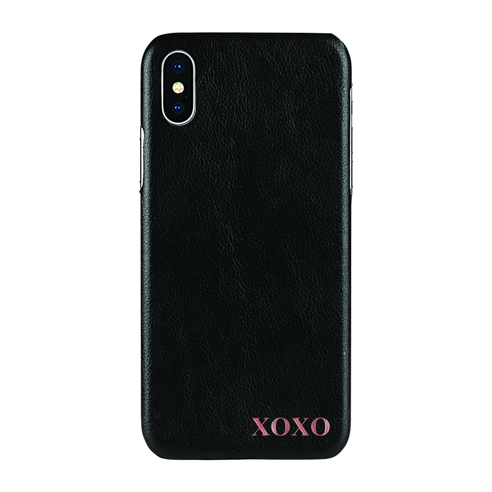 Designa själv - iPhone XS/X konstläder skal - SVART