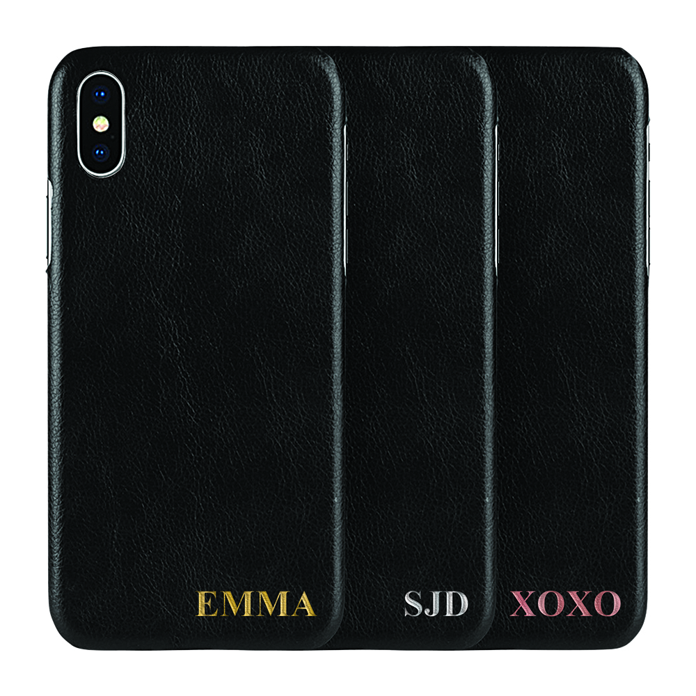 Designa själv - iPhone XS/X konstläder skal - SVART