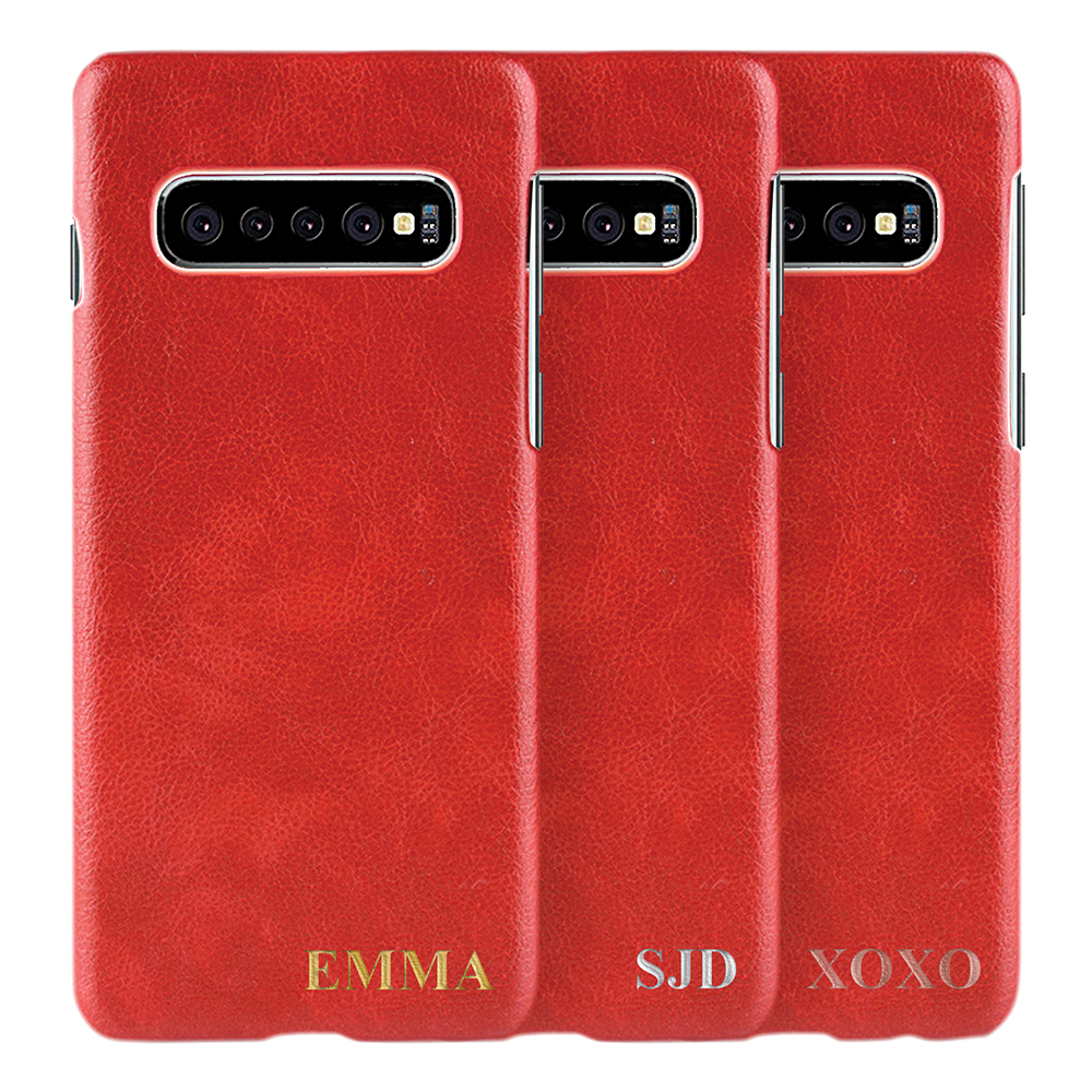Designa själv - Galaxy S10 Plus konstläder skal - RÖD