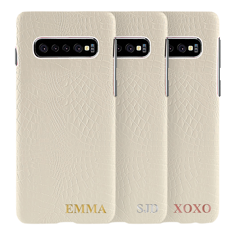 Designa själv - Galaxy S10 konstläder skal - VIT