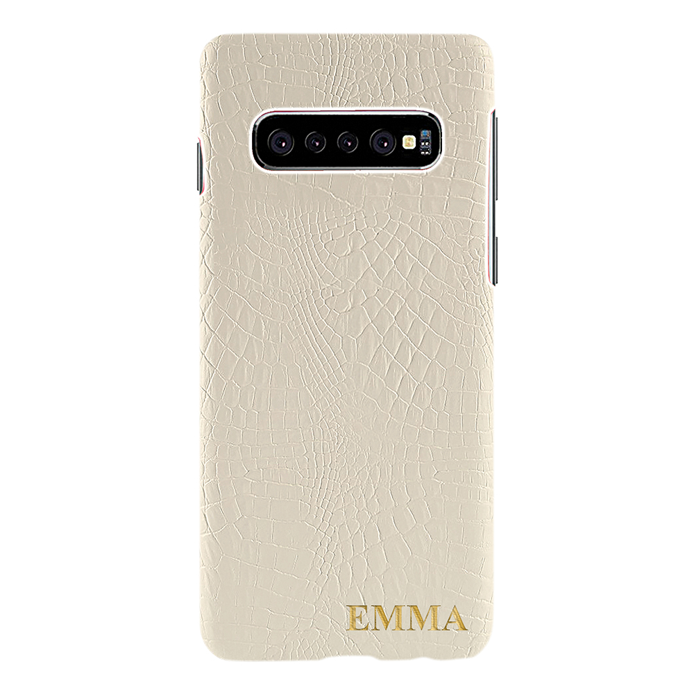 Designa själv - Galaxy S10 konstläder skal - VIT