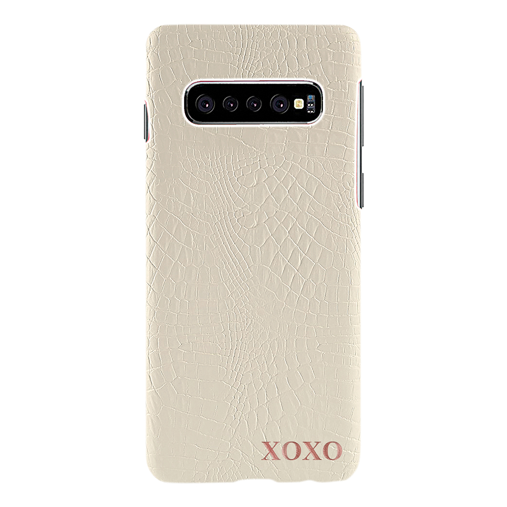 Designa själv - Galaxy S10 konstläder skal - VIT