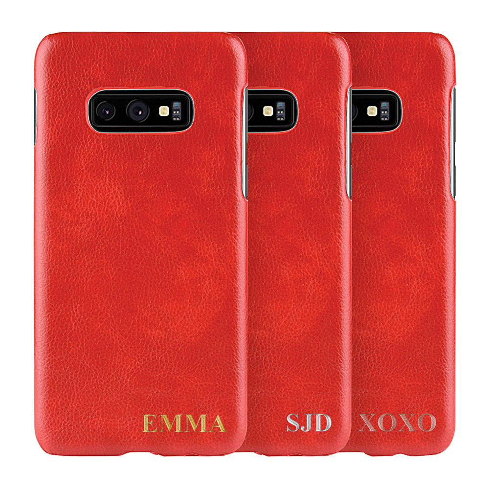 Designa själv - Galaxy S10e konstläder skal - RÖD