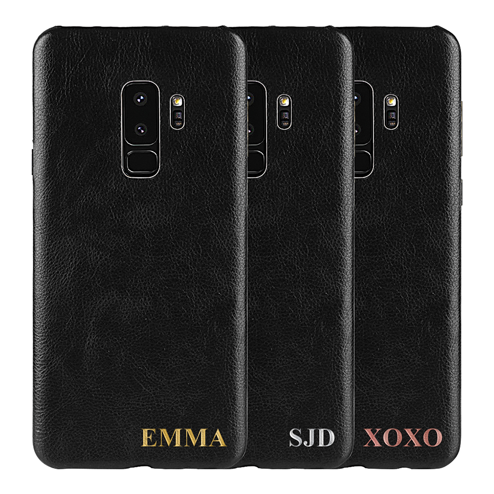 Designa själv - Galaxy S9 konstläder skal - SVART