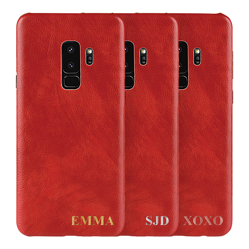 Designa själv - Galaxy S9 konstläder skal - RÖD