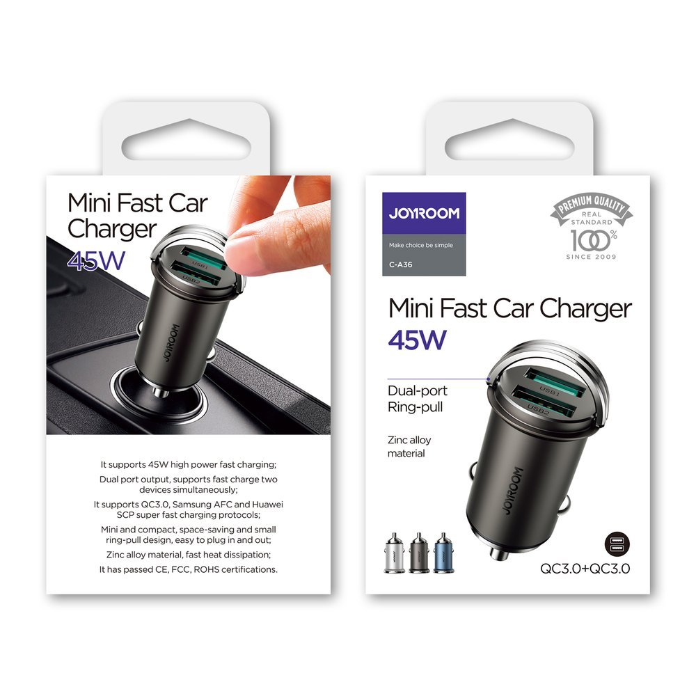 Joyroom - Joyroom mini dual port USB 45 W 5 A billaddare