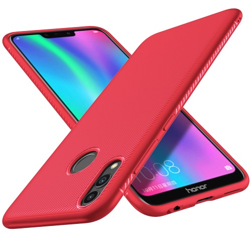 A-One Brand - Twill Texture Flexicase Skal till Huawei P Smart (2019) / Honor 10 Lite - Röd