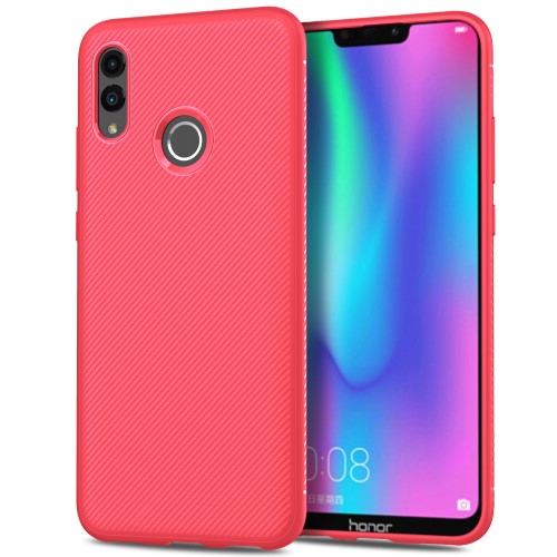 A-One Brand - Twill Texture Flexicase Skal till Huawei P Smart (2019) / Honor 10 Lite - Röd