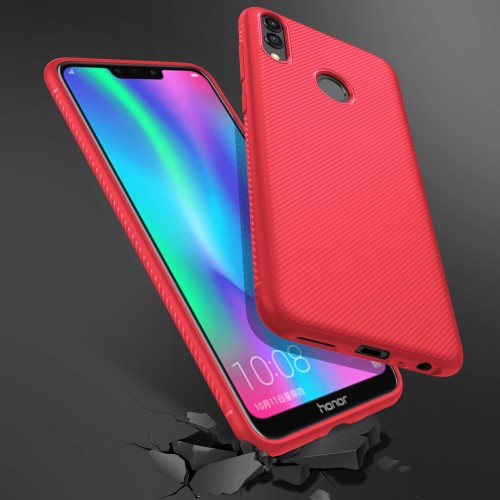 A-One Brand - Twill Texture Flexicase Skal till Huawei P Smart (2019) / Honor 10 Lite - Röd