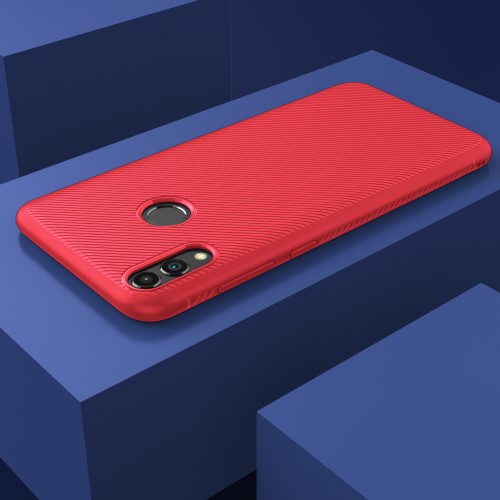 A-One Brand - Twill Texture Flexicase Skal till Huawei P Smart (2019) / Honor 10 Lite - Röd