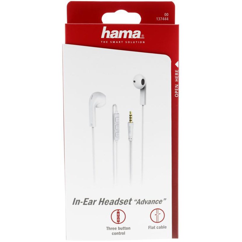 Hama
HAMA Hörlur Advance In-ear Mic - Vit