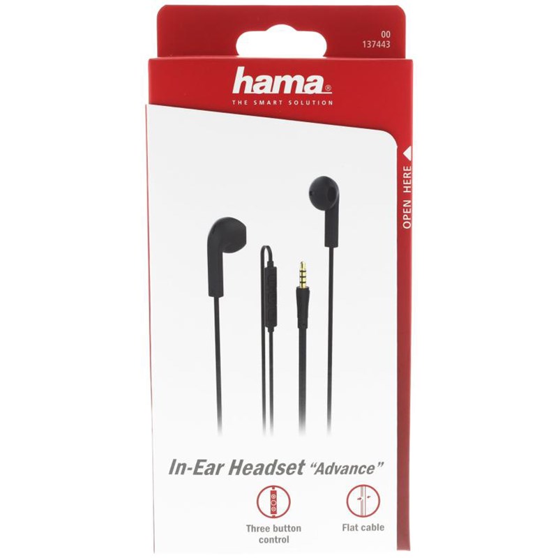 UTGÅTT
HAMA Hörlur Advance In-ear Mic - Svart