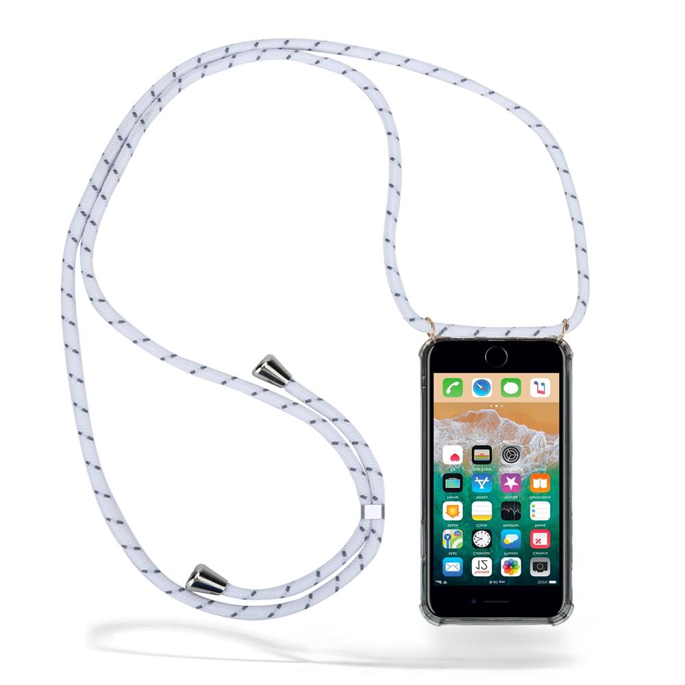 CoveredGear-Necklace CoveredGear Necklace Case iPhone 7/8/SE 2020 - White Stripes Cord 