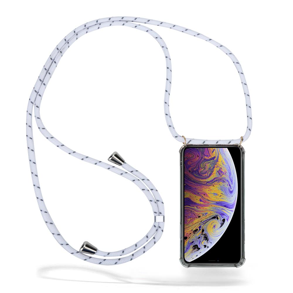 CoveredGear-Necklace - Boom iPhone Xs Max skal med mobilhalsband- White Stripes Cord