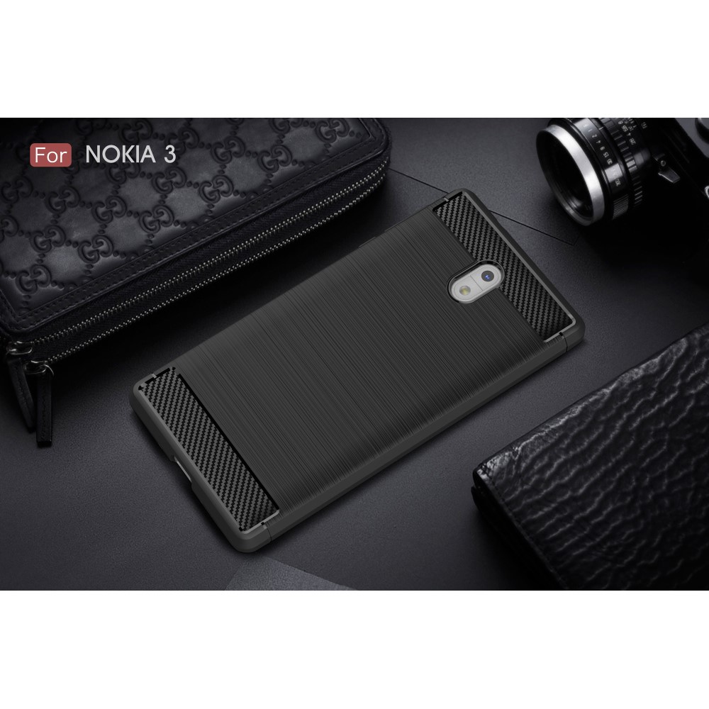 A-One Brand - Carbon Brushed Skal till Nokia 3 - Svart