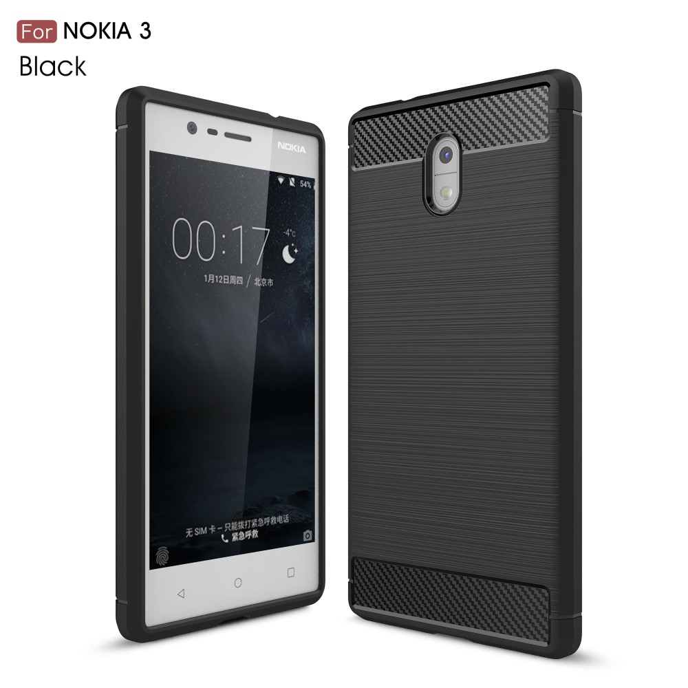A-One Brand - Carbon Brushed Skal till Nokia 3 - Svart