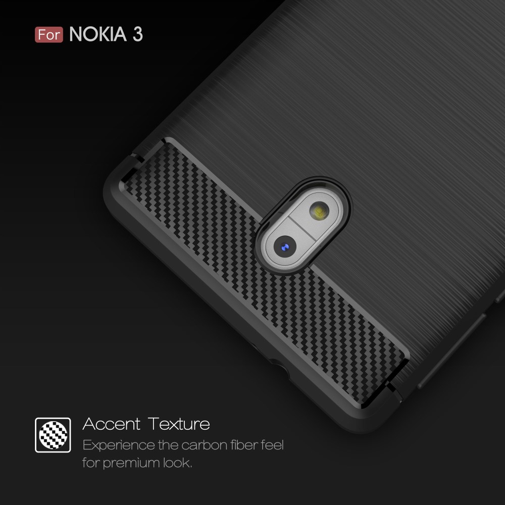 A-One Brand - Carbon Brushed Skal till Nokia 3 - Svart