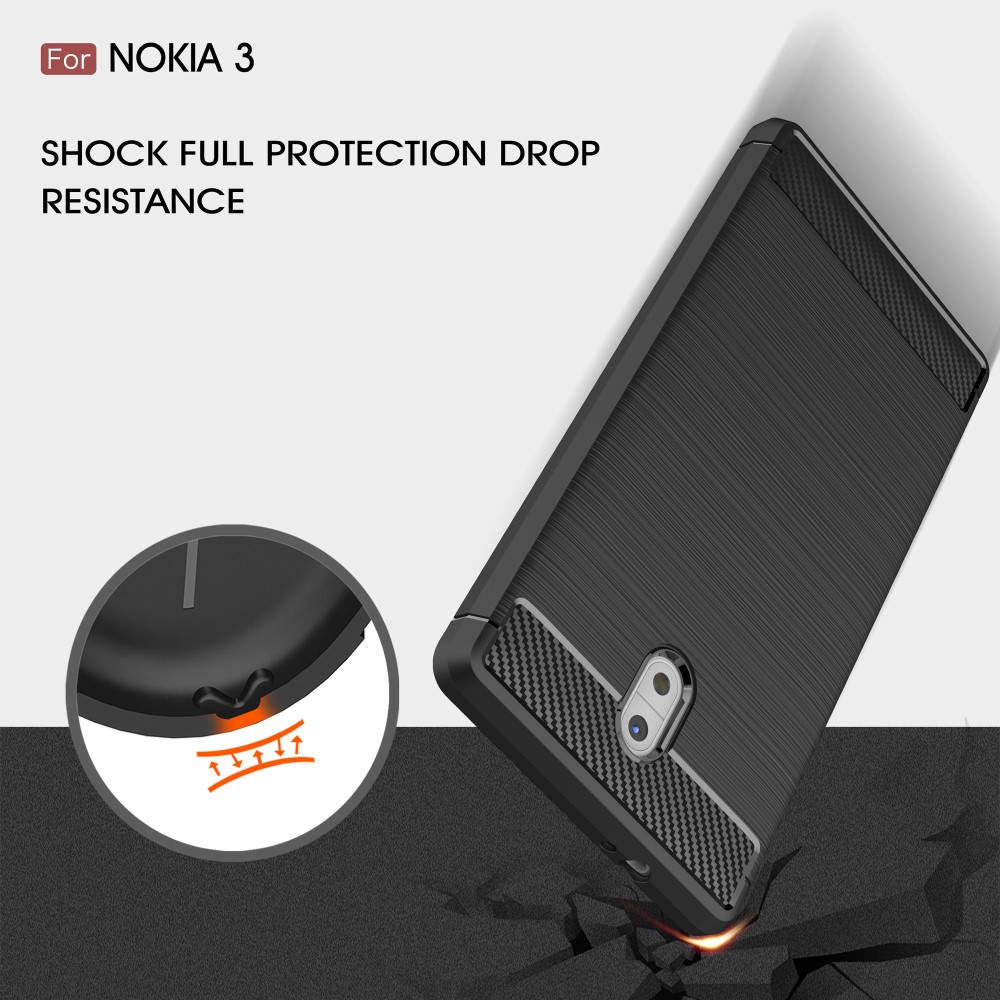 A-One Brand - Carbon Brushed Skal till Nokia 3 - Svart