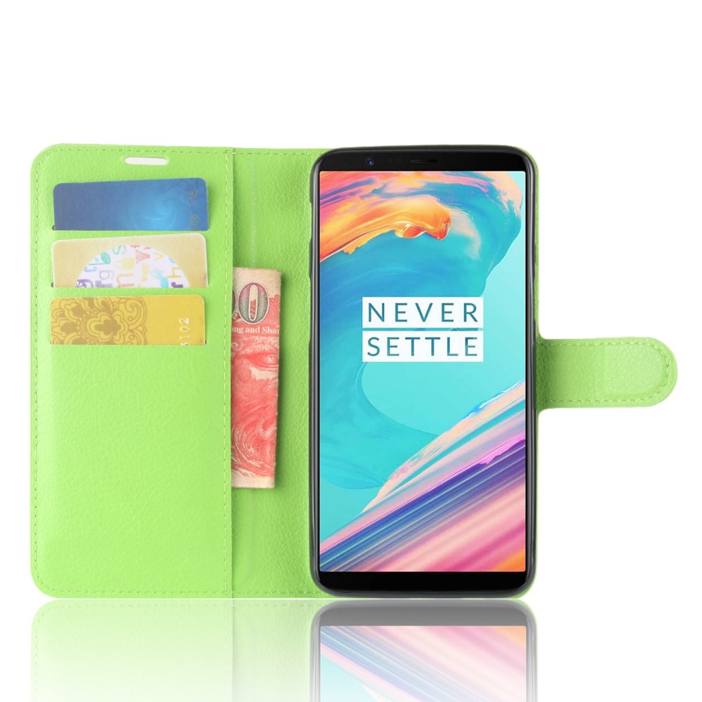 A-One Brand Litchi Plånboksfodral OnePlus 5T - Grön 