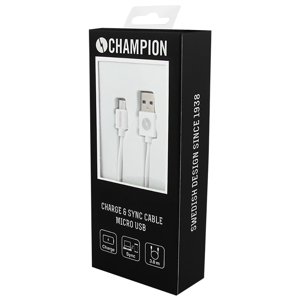Champion
Champion Ladd&Synk kab. MicroUSB 3m Vit