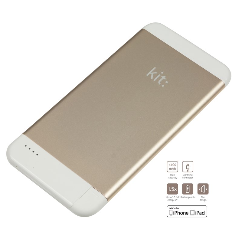UTGÅTT
KIT Powerbank 4100mAh MFI Lightning 2,1A - Guld