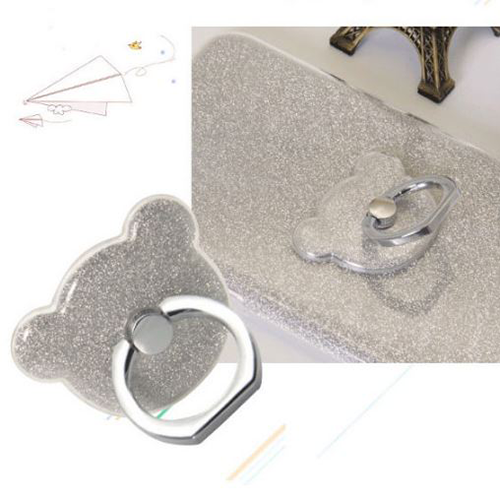 NalleBjörn Glitter Ringhållare till Mobiltelefon - Silver