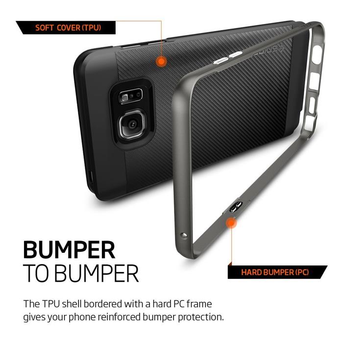 Spigen - SPIGEN Neo Hybrid Carbon Skal till Samsung Galaxy Note 5 - Gunmetal