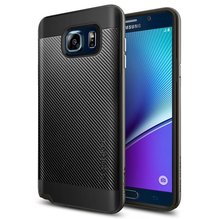 Spigen - SPIGEN Neo Hybrid Carbon Skal till Samsung Galaxy Note 5 - Gunmetal
