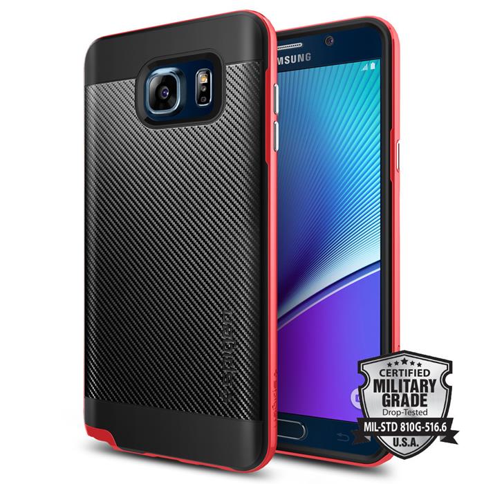 Spigen - SPIGEN Neo Hybrid Carbon Skal till Samsung Galaxy Note 5 - Röd