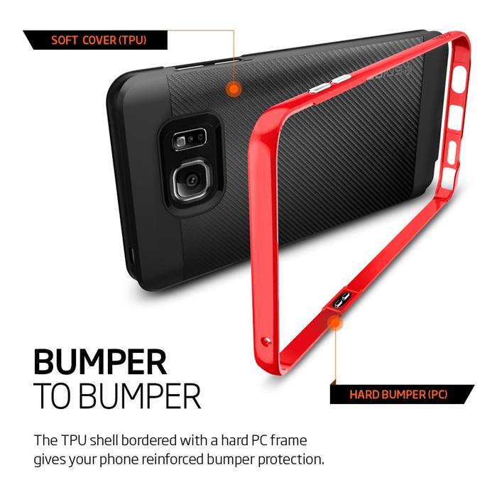 Spigen - SPIGEN Neo Hybrid Carbon Skal till Samsung Galaxy Note 5 - Röd
