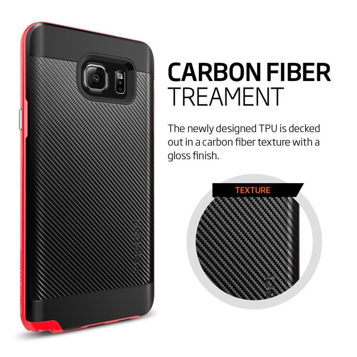 Spigen - SPIGEN Neo Hybrid Carbon Skal till Samsung Galaxy Note 5 - Röd