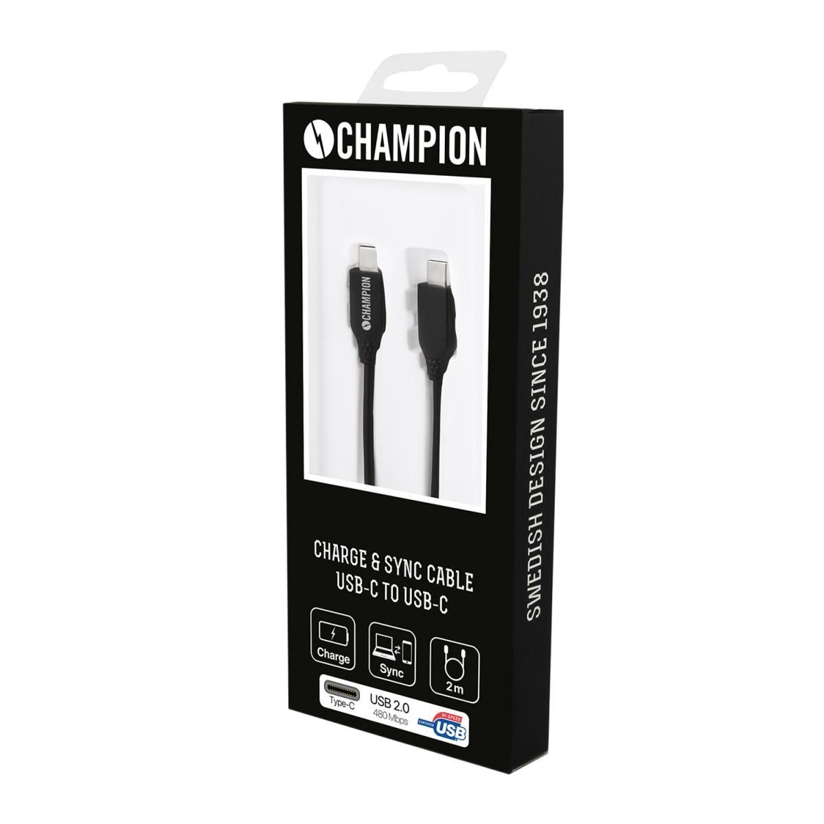 Champion Champion USB-kabel, USB-C till USB-C, 2m 
