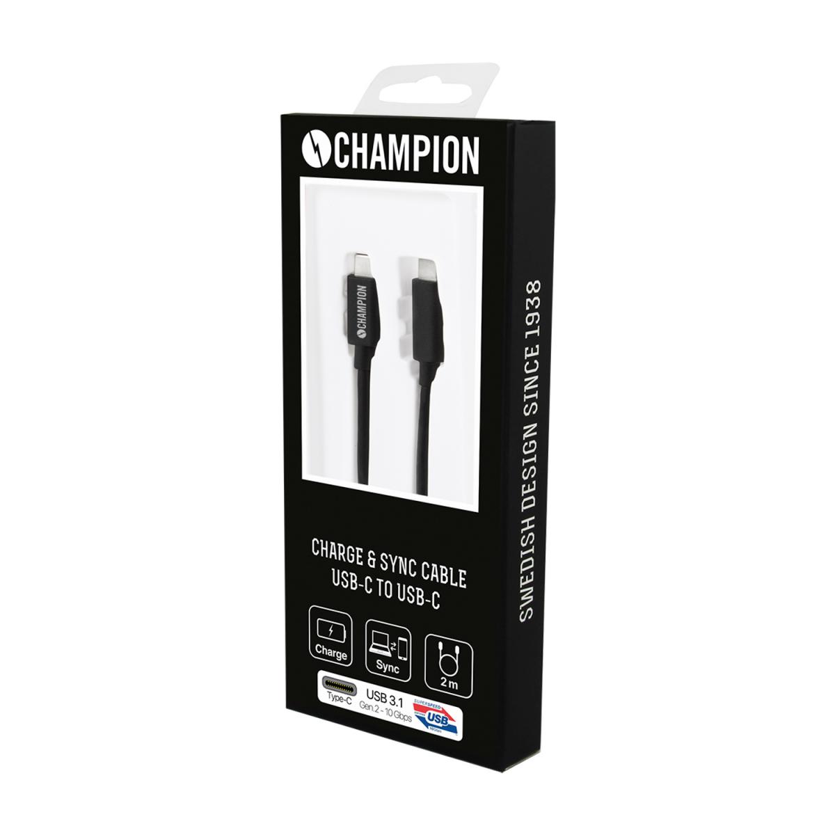 Champion
Champion USB 3.1-kabel, Typ C till Typ C, 2m