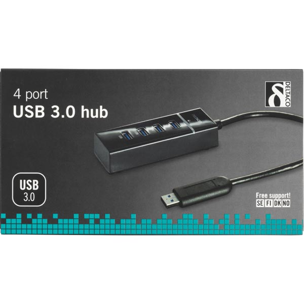 UTGÅTT
DELTACO USB 3.0 hubb, 4-portar, aluminium, svart