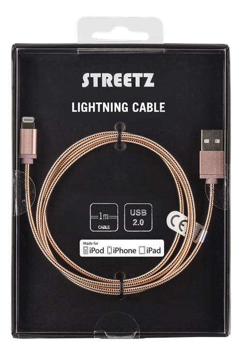 STREETZ
STREETZ lightning kabel till iPad, iPhone och iPod, MFi- Rosé