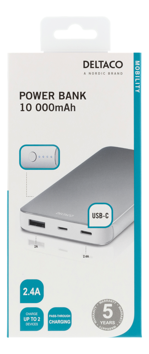 Deltaco
Deltaco Powerbank 10000mAh, USB-C - Silver