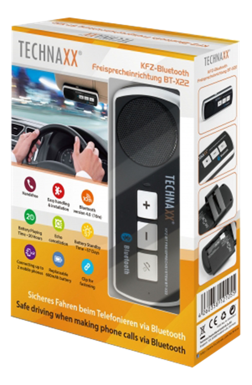 UTGÅTT
Technaxx Car Bluetooth Handsfree-system BT-X22, Bluetooth 4.0, svart