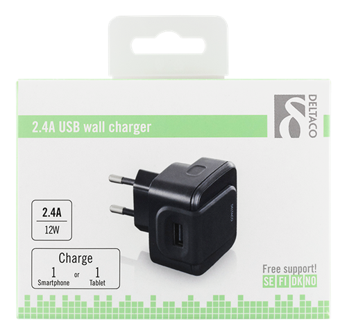 Deltaco
DELTACO Väggladdare USB, 2.4A ,svart