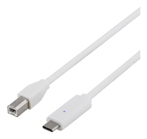 DELTACO USB kabel, Typ C till Typ B, 1m, vit DELTACO USB kabel, Typ C till Typ B, 1m, vit