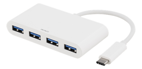Deltaco
DELTACO USB Typ C hubb, 4xUSB-portar, vit