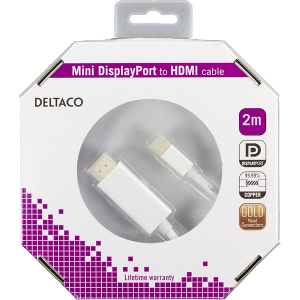 UTGÅTT
DELTACO mini DisplayPort till HDMI-monitorkabel med ljud, 20-pin ha-19-pin ha,