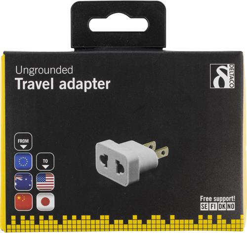UTGÅTT
DELTACO reseadapter, EU till US, ojordad - Vit