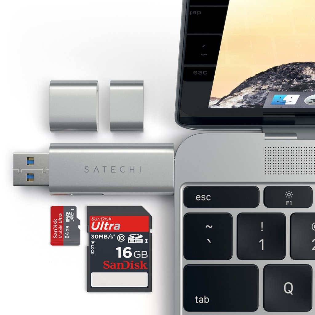 Satechi
Satechi USB-C och USB3.0 Micro/SD-kortläsare av aluminium - Rose Gold